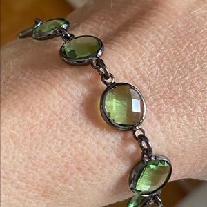 Gunmetal Checkerboard Cut Stone Bracelet